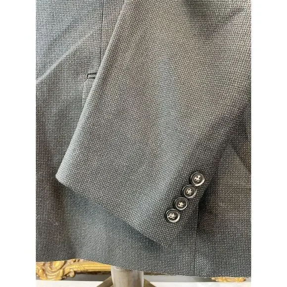 Chaps‎ 50R Charcoal Nailhead Heavy Weave Stretch 2Btn Blazer Sport Coat Jacket